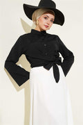 Front Tie Short Shirt Black