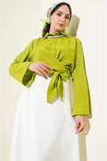 Front Tie Short Shirt Oil Green