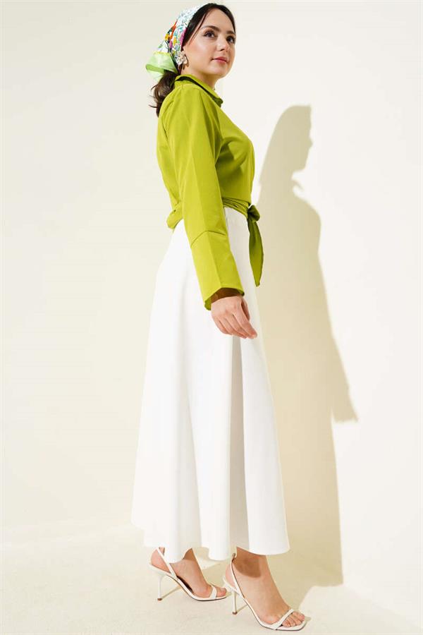 Front Tie Short Shirt Oil Green