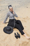 Front Half Zippered Skirted 2 Piece Set Hijab Swimsuit -142