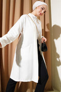 Open Front Pocket Cardigan White