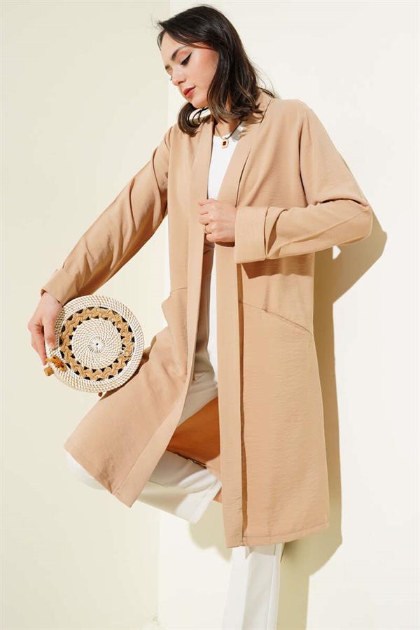 Open Front Pocket Cardigan Latte