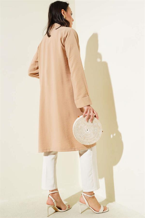 Open Front Pocket Cardigan Latte