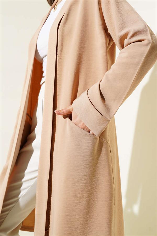 Open Front Pocket Cardigan Latte