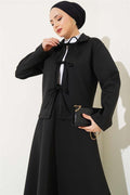 Lace-up Front Jacket and Skirt Scuba 2 Piece Set Black