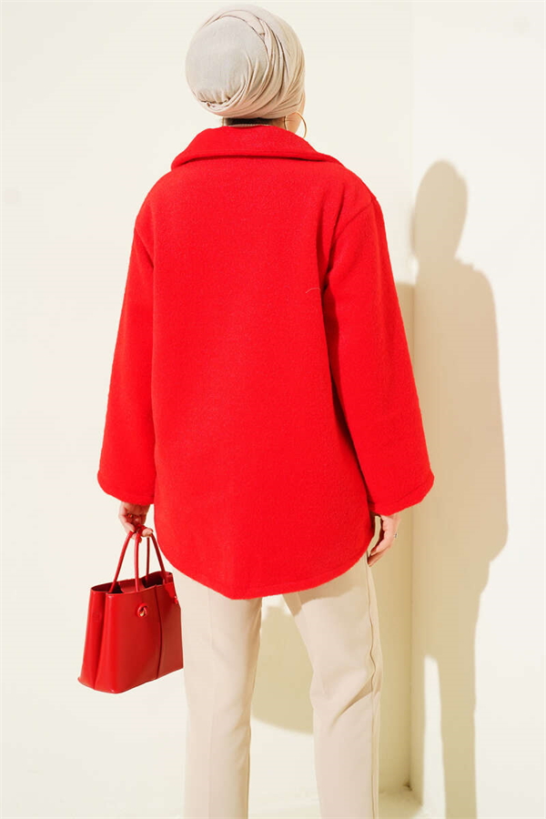 Lace-up Felt Jacket, Red