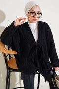 Tied Front Cashmere Kimono Black
