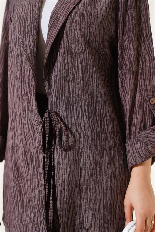 Double Breasted 2 Piece Set with Front Tie Rose