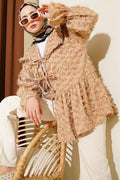 Beige Kimono with Tie-Front and Tassels