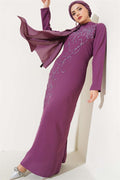Plus Size Dress with Stones on the Front, Magenta