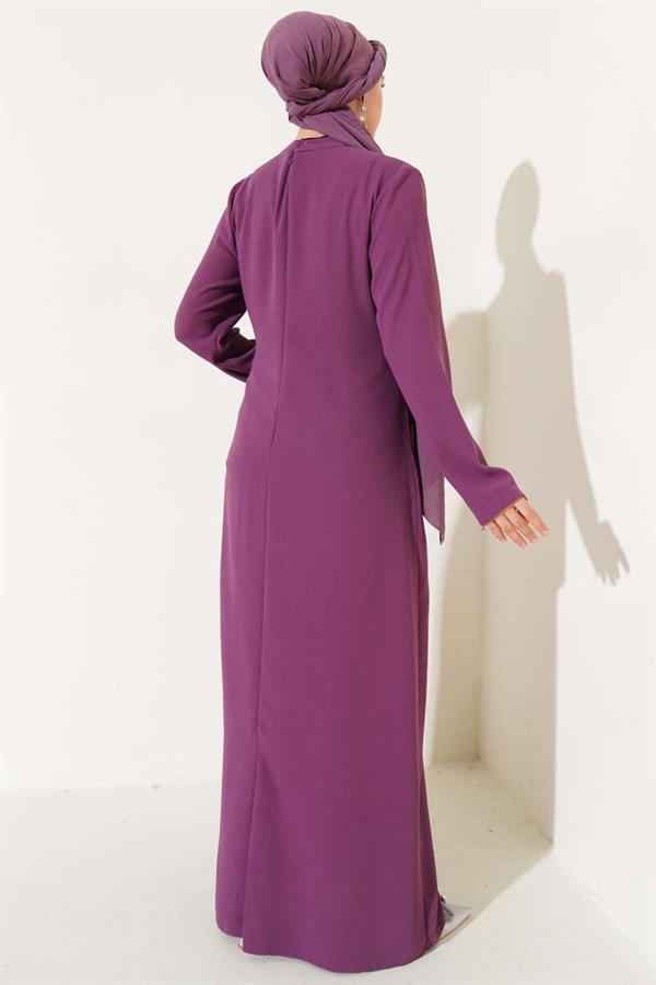 Plus Size Dress with Stones on the Front, Magenta
