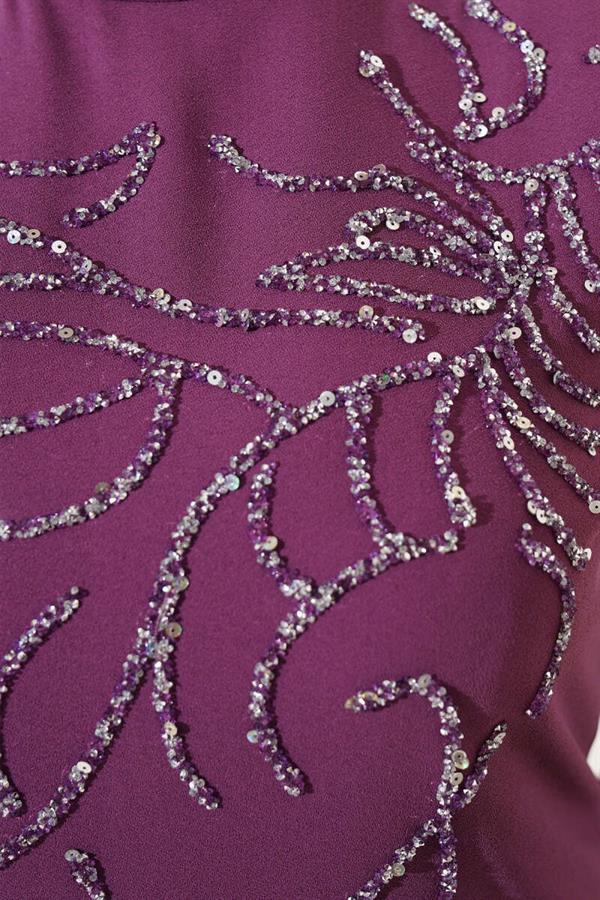 Plus Size Dress with Stones on the Front, Magenta