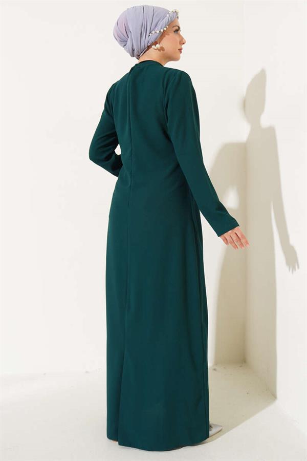 Plus Size Dress with Stones on the Front in Emerald
