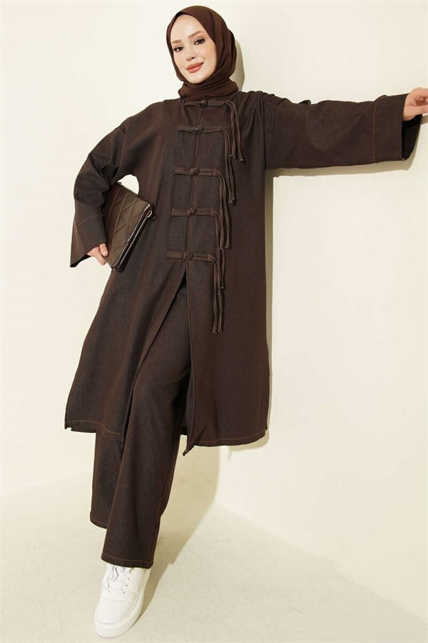 2 Piece Set with British Detail on the Front, Dark Brown