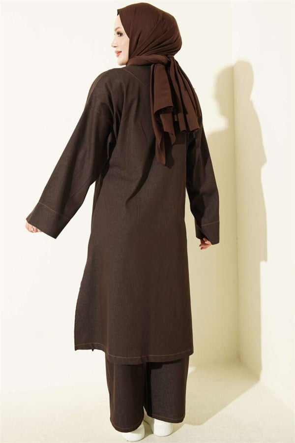 2 Piece Set with British Detail on the Front, Dark Brown