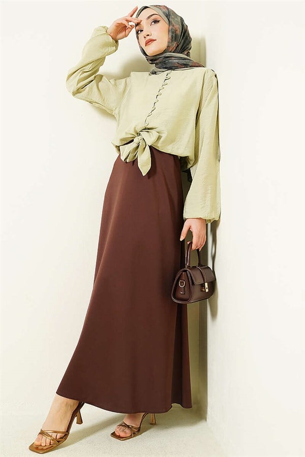 Front Button-Down Short Shirt in Light Green