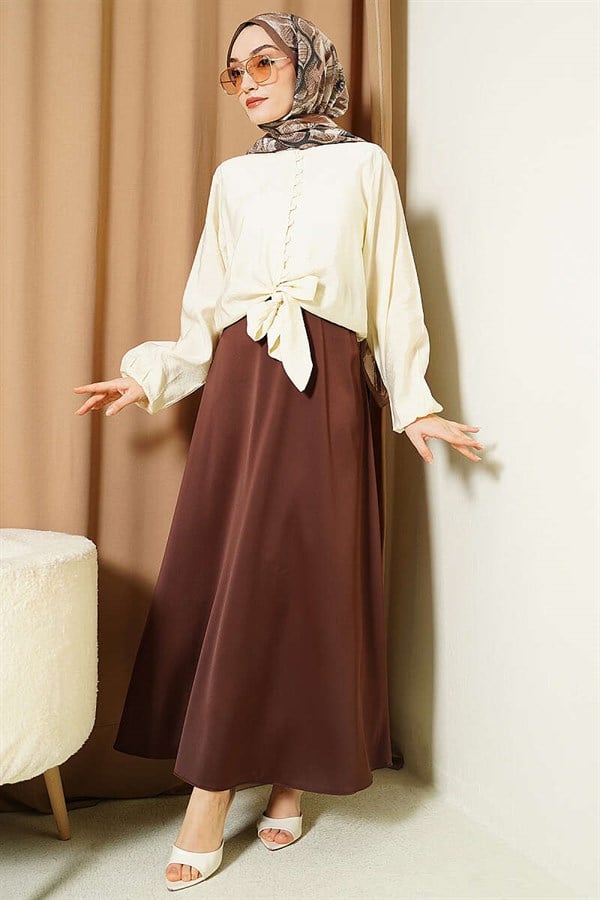 Front Button-Down Short Shirt, Cream