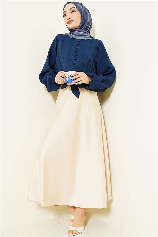 Navy Short Shirt with Button-Down Front (British Button Closure)