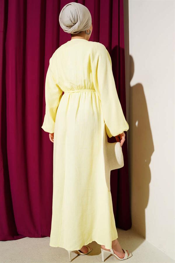 Lime Pleated Lace Front Dress