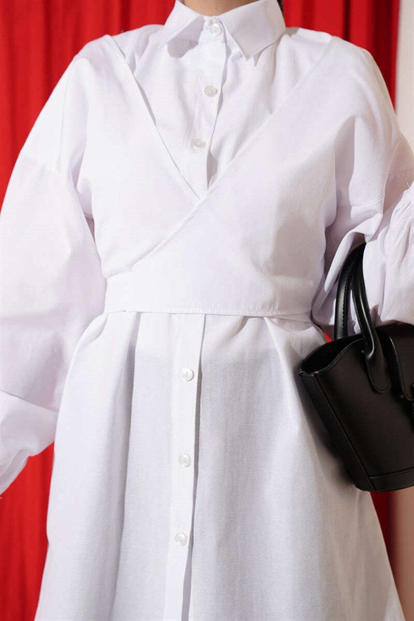 White Cross-Front Shirt
