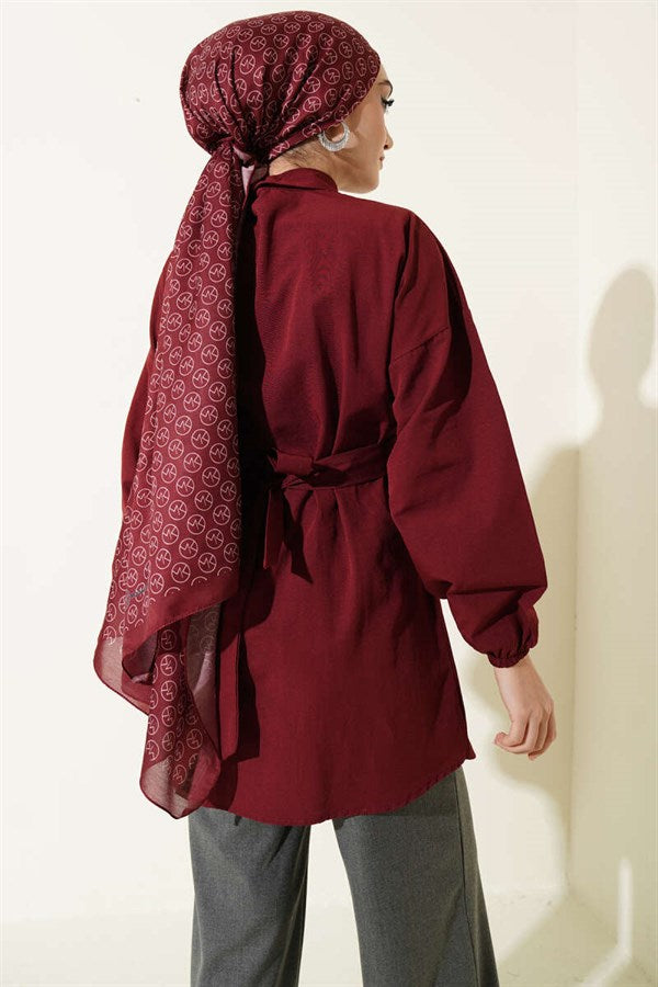 Burgundy Cross-Front Shirt
