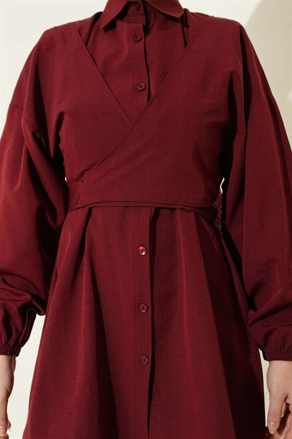 Burgundy Cross-Front Shirt