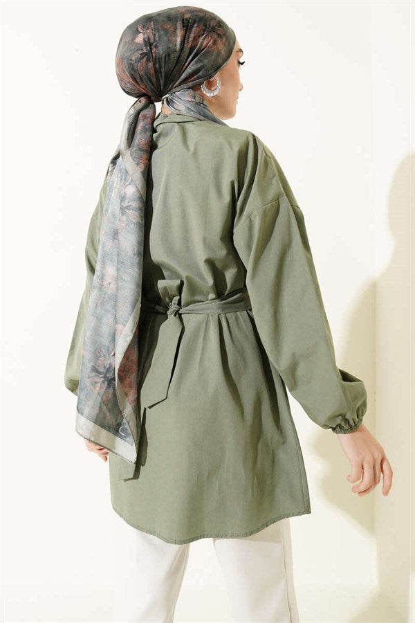 Cross-Front Shirt, Khaki