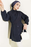 Navy Blue Cross-Front Shirt