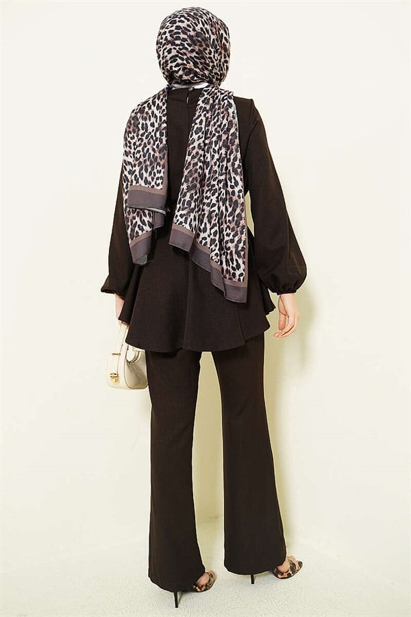 2 Piece Set with Cross Front Belt, Dark Brown