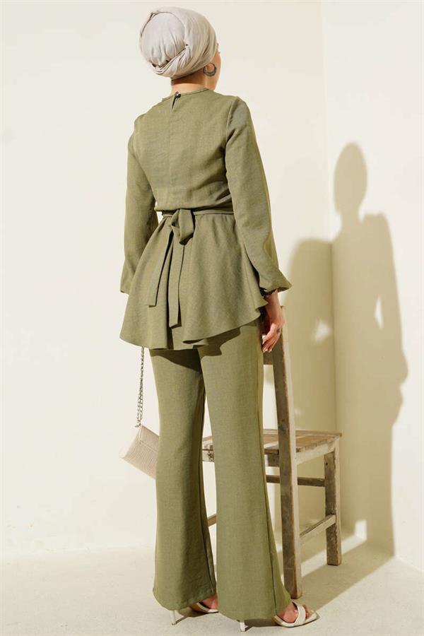 2 Piece Set with Cross Front Belt, Light Green