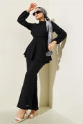 2 Piece Set with Cross Front Belt, Black
