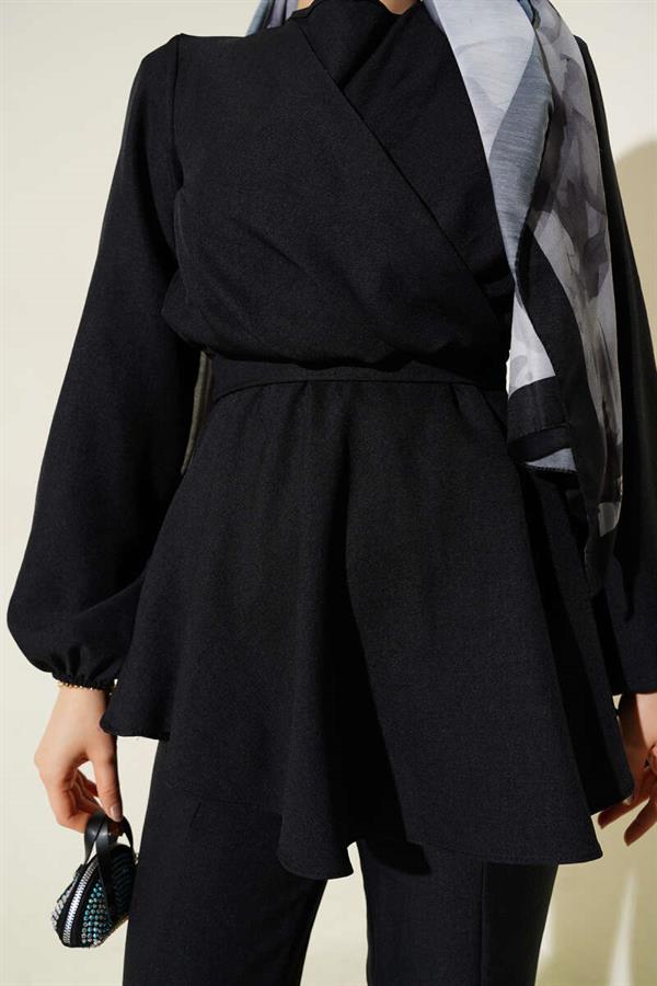 2 Piece Set with Cross Front Belt, Black