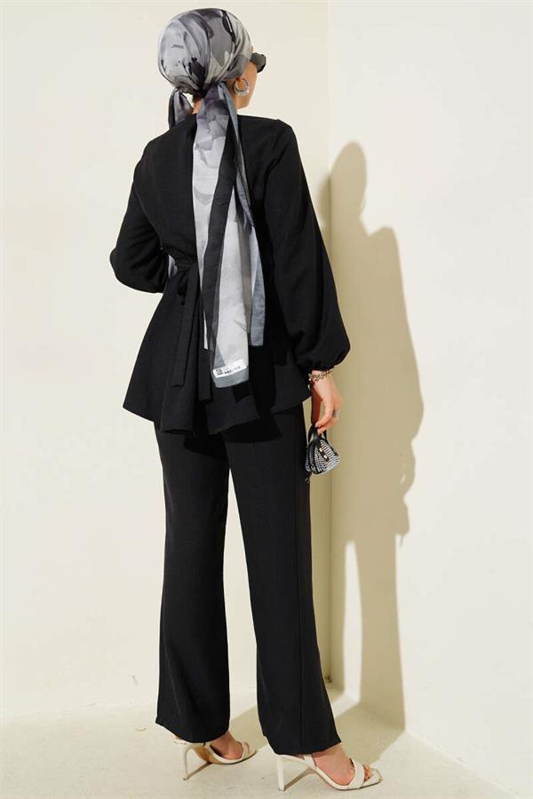 2 Piece Set with Cross Front Belt, Black