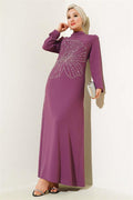 Front Flower Stone Dress Magenta