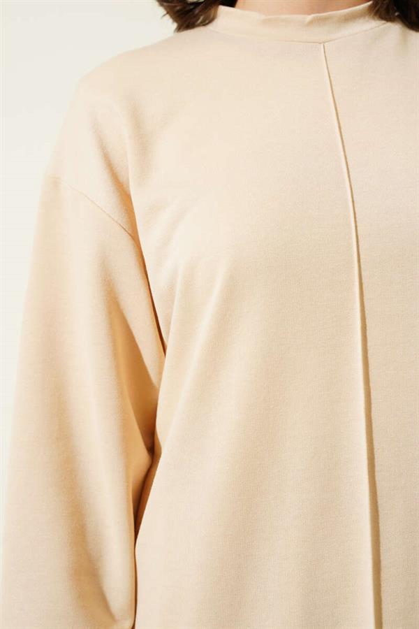 Basic 2 Piece Set with Front Slit Beige