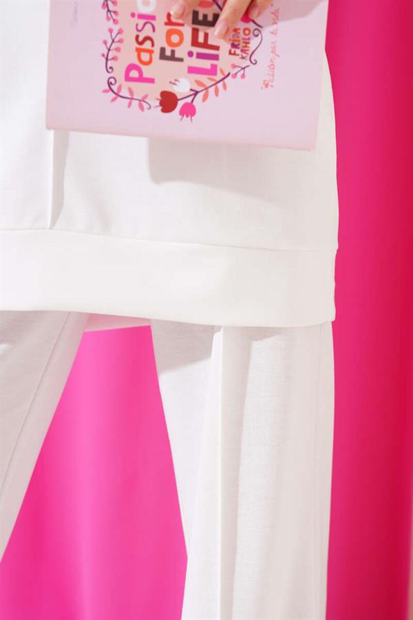 Basic 2 Piece Set White with Front Pocket