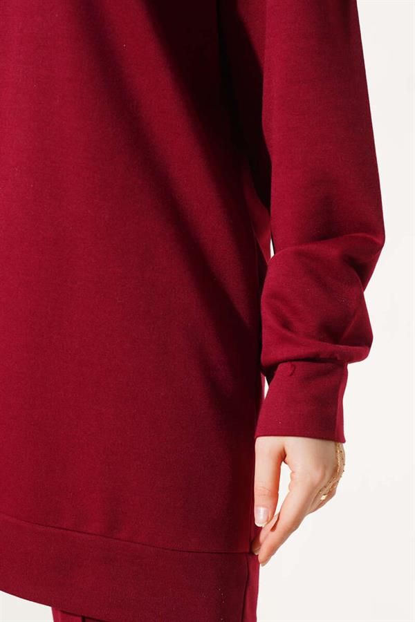 Basic Double Breasted 2 Piece Set Claret Red