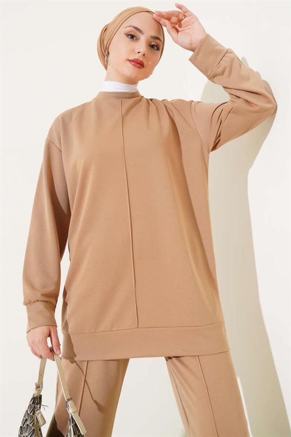 Basic Double Breasted 2 Piece Set Camel