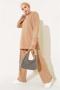 Basic Double Breasted 2 Piece Set Camel