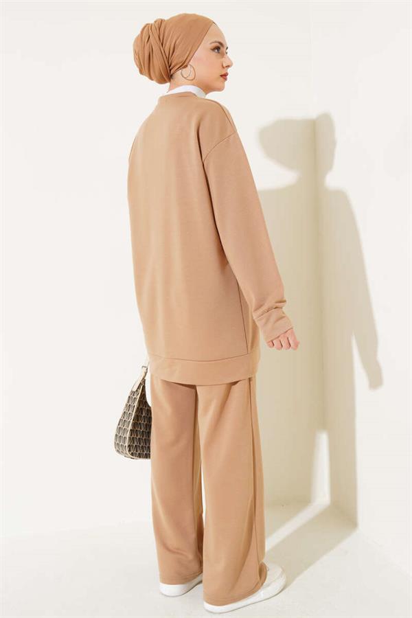 Basic Double Breasted 2 Piece Set Camel