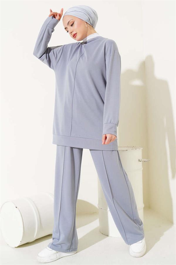 Basic 2 Piece Set Gray with Front Pocket