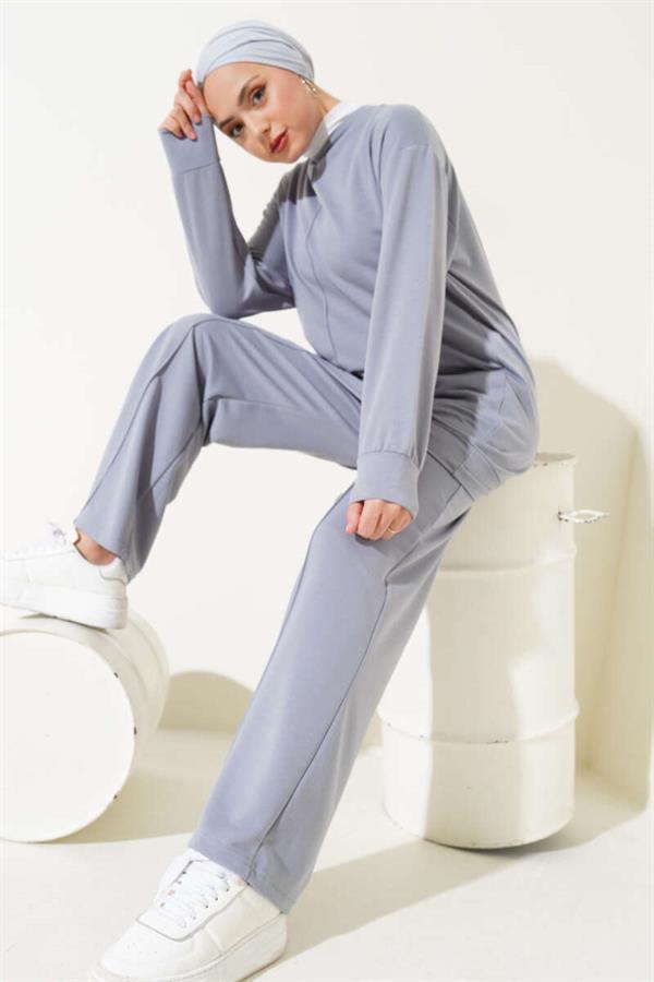 Basic 2 Piece Set Gray with Front Pocket