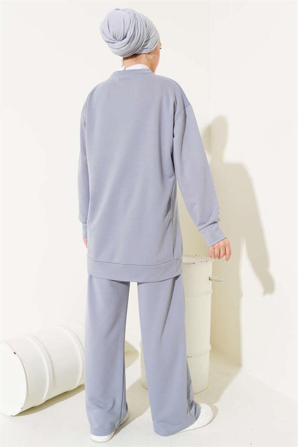 Basic 2 Piece Set Gray with Front Pocket