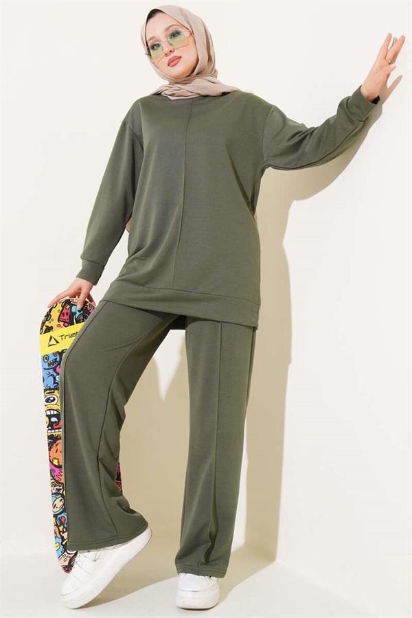 Basic Double-breasted 2 Piecet Set Khaki