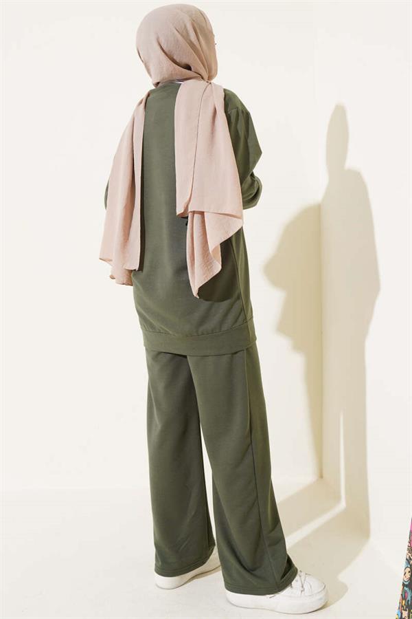 Basic Double-breasted 2 Piecet Set Khaki