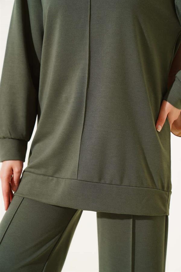 Basic Double-breasted 2 Piecet Set Khaki