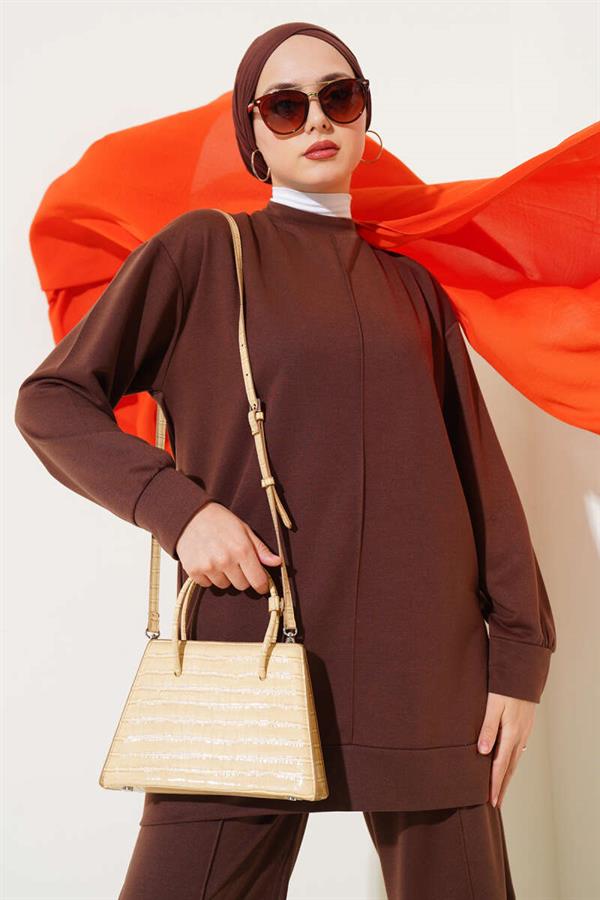 Basic 2 Piece Set Brown with Front Pocket