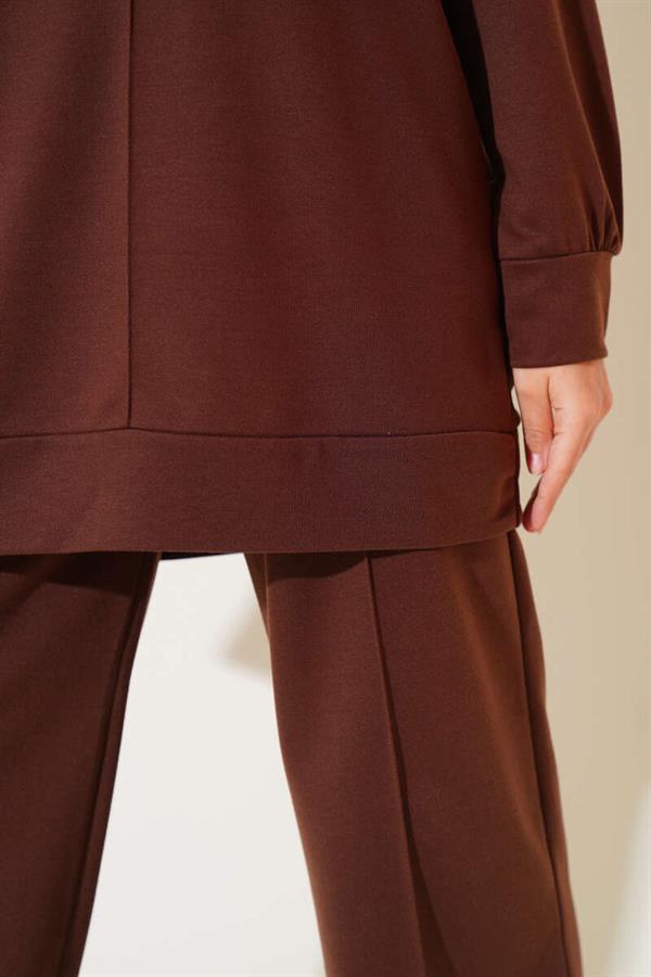 Basic 2 Piece Set Brown with Front Pocket