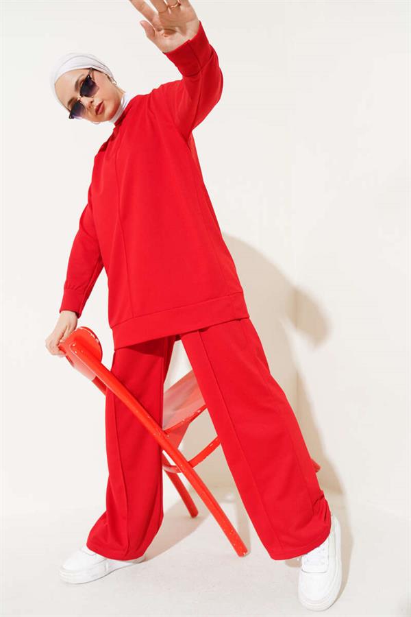 Basic 2 Piece Set Red with Front Pocket