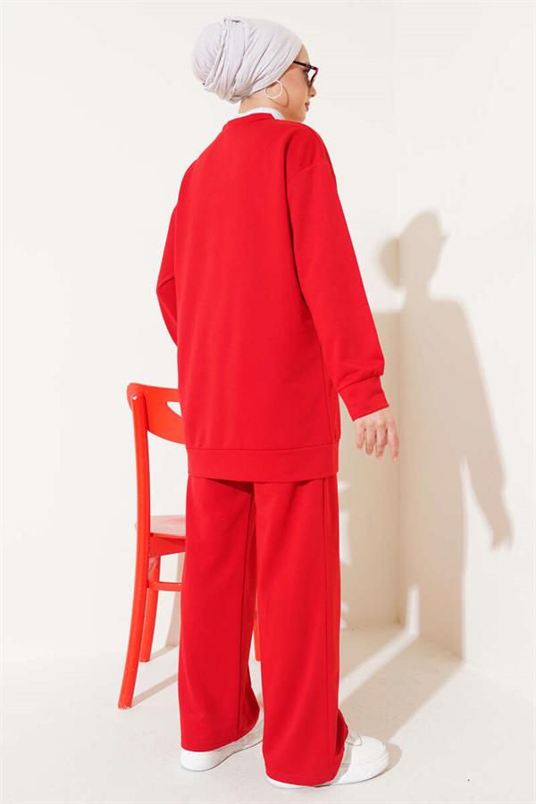 Basic 2 Piece Set Red with Front Pocket